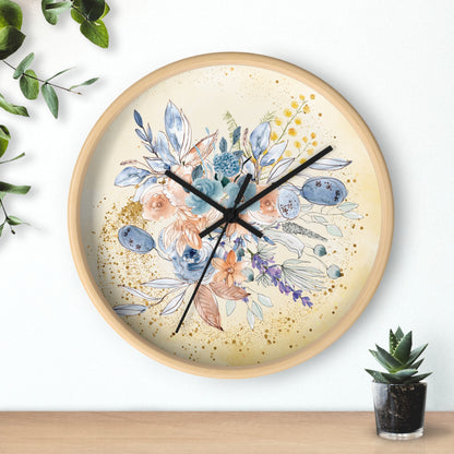 Yellow Gold Spring Floral Wall Clock