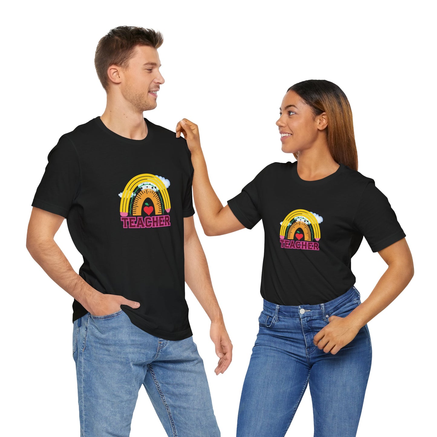 Rainbow Pencil Teacher Graphic T- Shirt