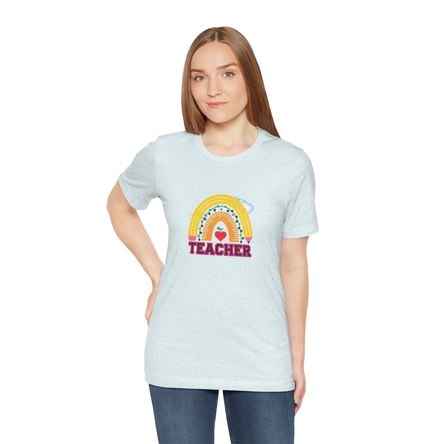 Rainbow Pencil Teacher Graphic T- Shirt