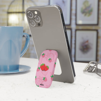 Agarre de teléfono con clic de fresa jugosa