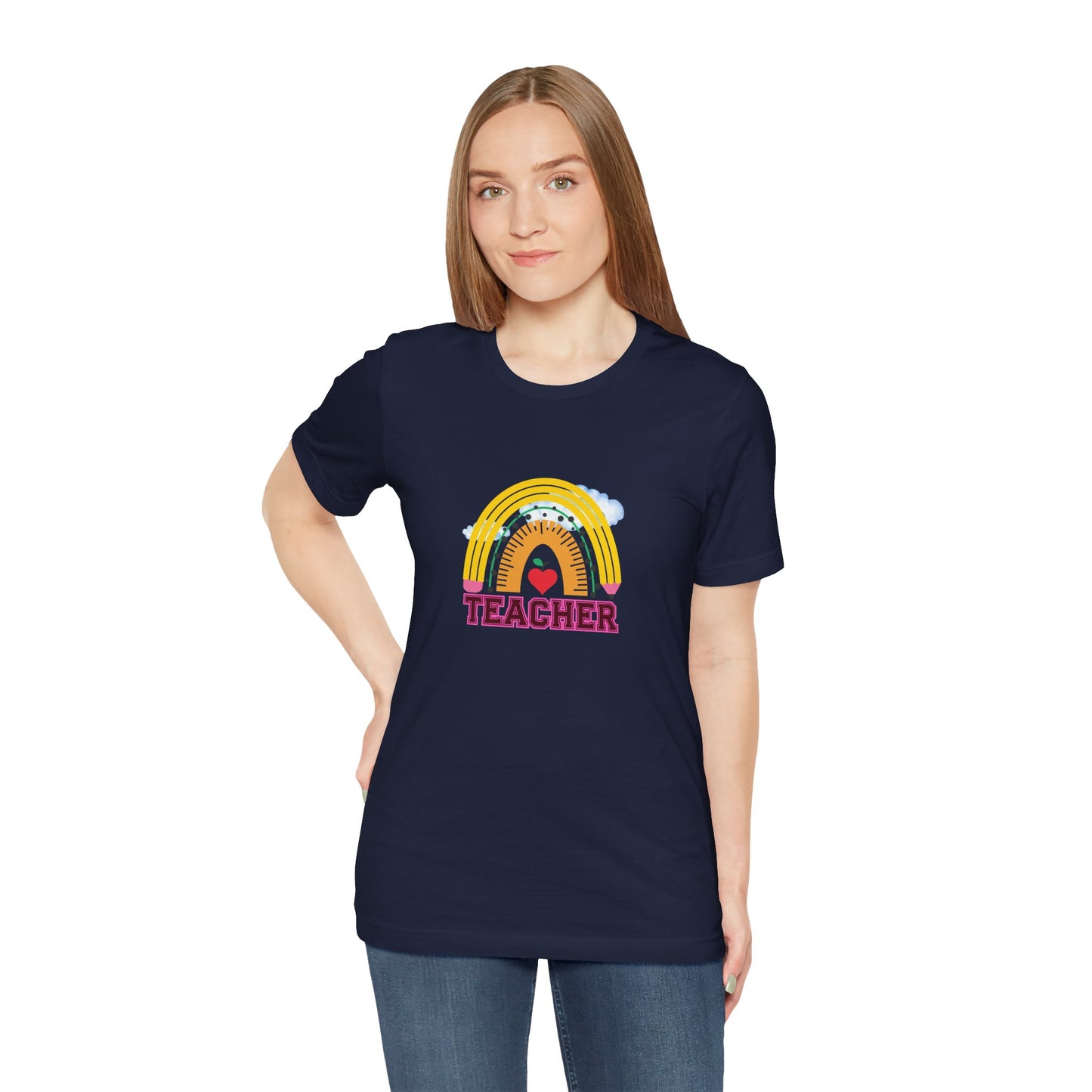 Rainbow Pencil Teacher Graphic T- Shirt
