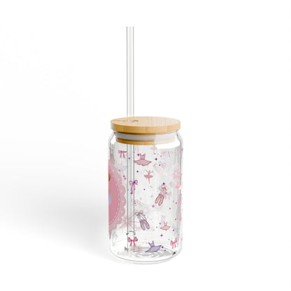 Ballerina Sipper Glass Cup with Lid - 16oz