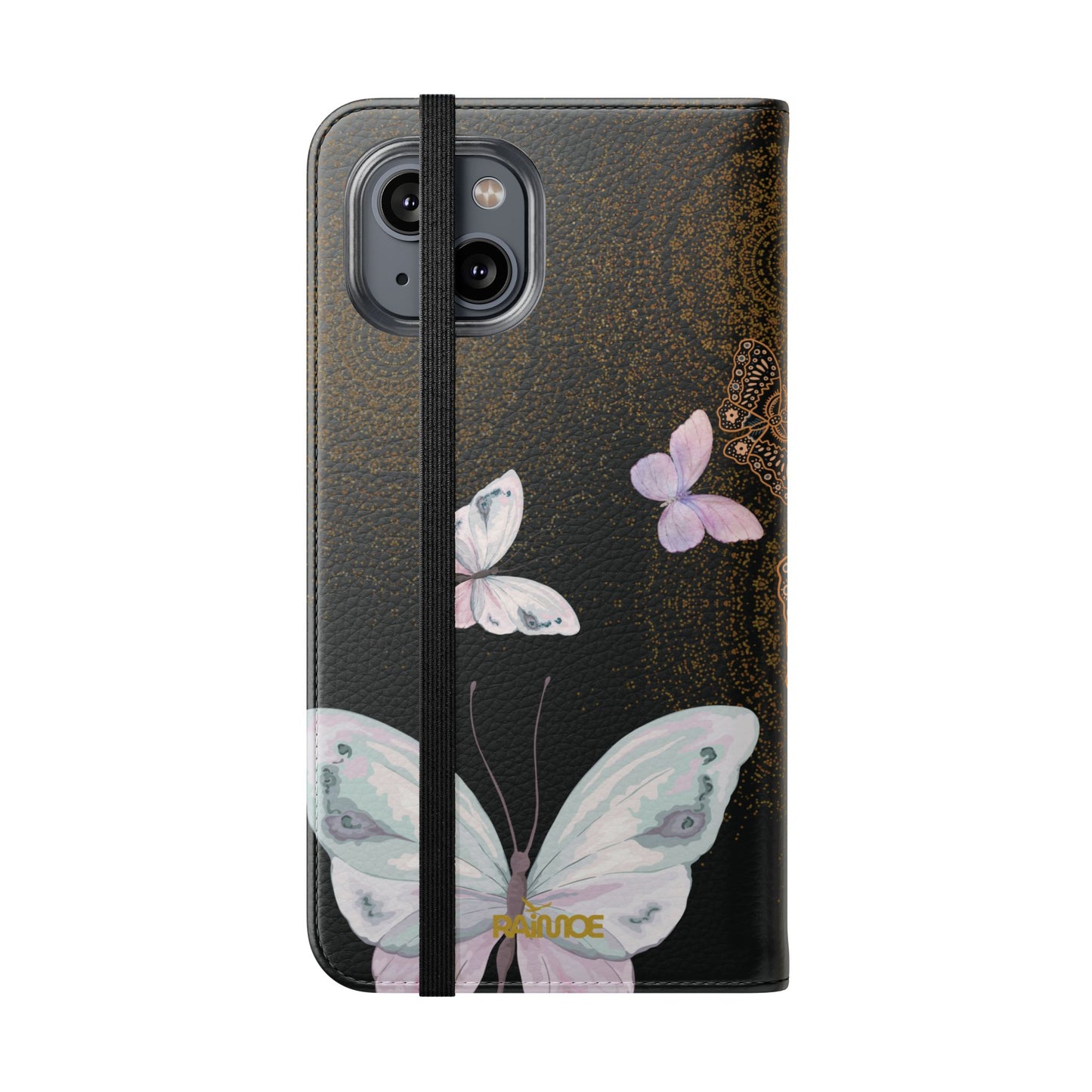 Funda con tapa para iPhone con diseño de mariposa espiral