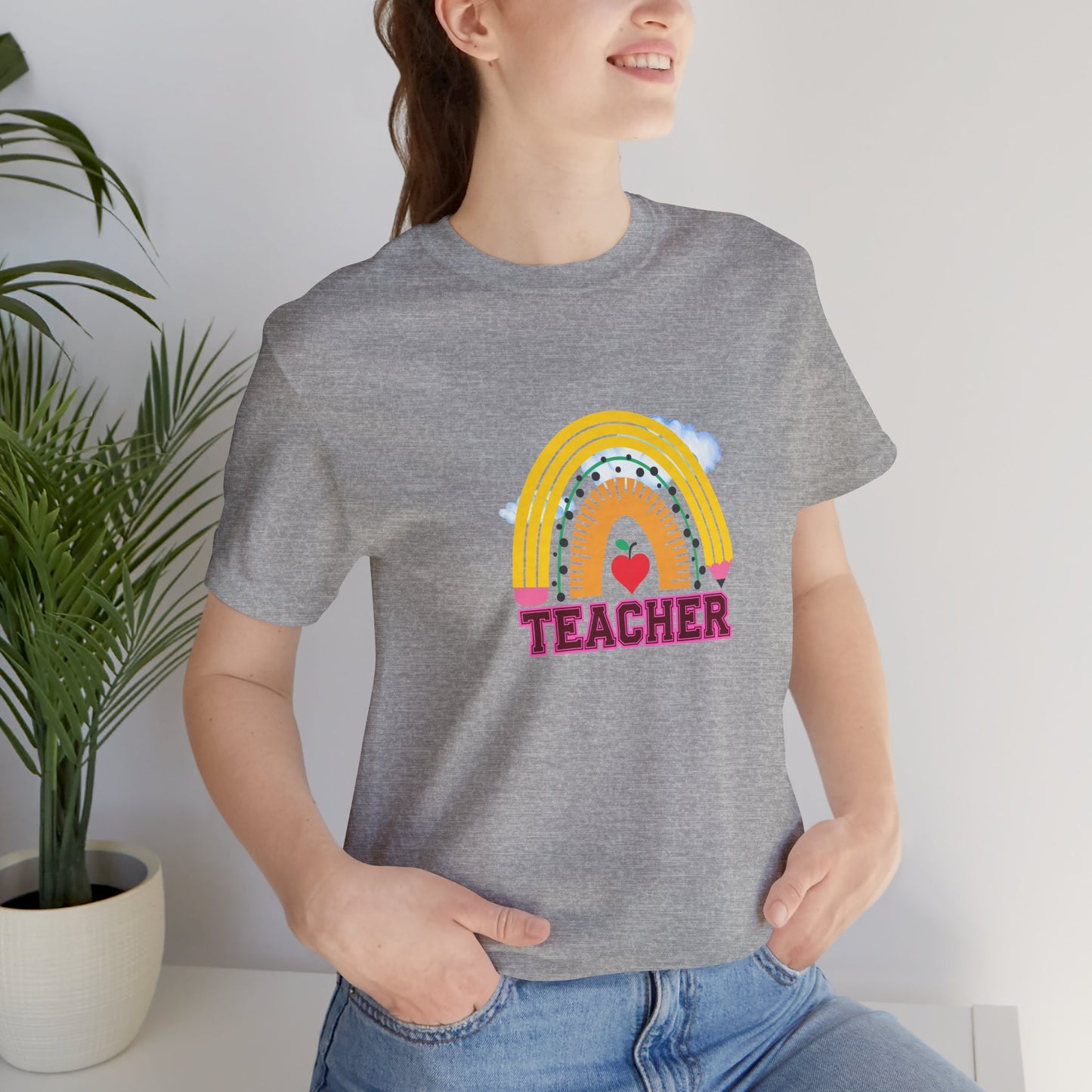 Rainbow Pencil Teacher Graphic T- Shirt