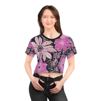 Camiseta corta índigo para mujer