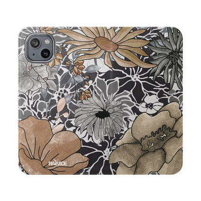 Funda con tapa para iPhone con diseño floral rústico