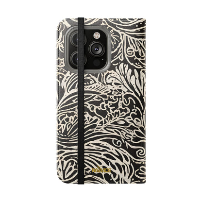Funda con tapa para iPhone con diseño de hoja