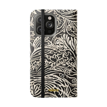 Funda con tapa para iPhone con diseño de hoja