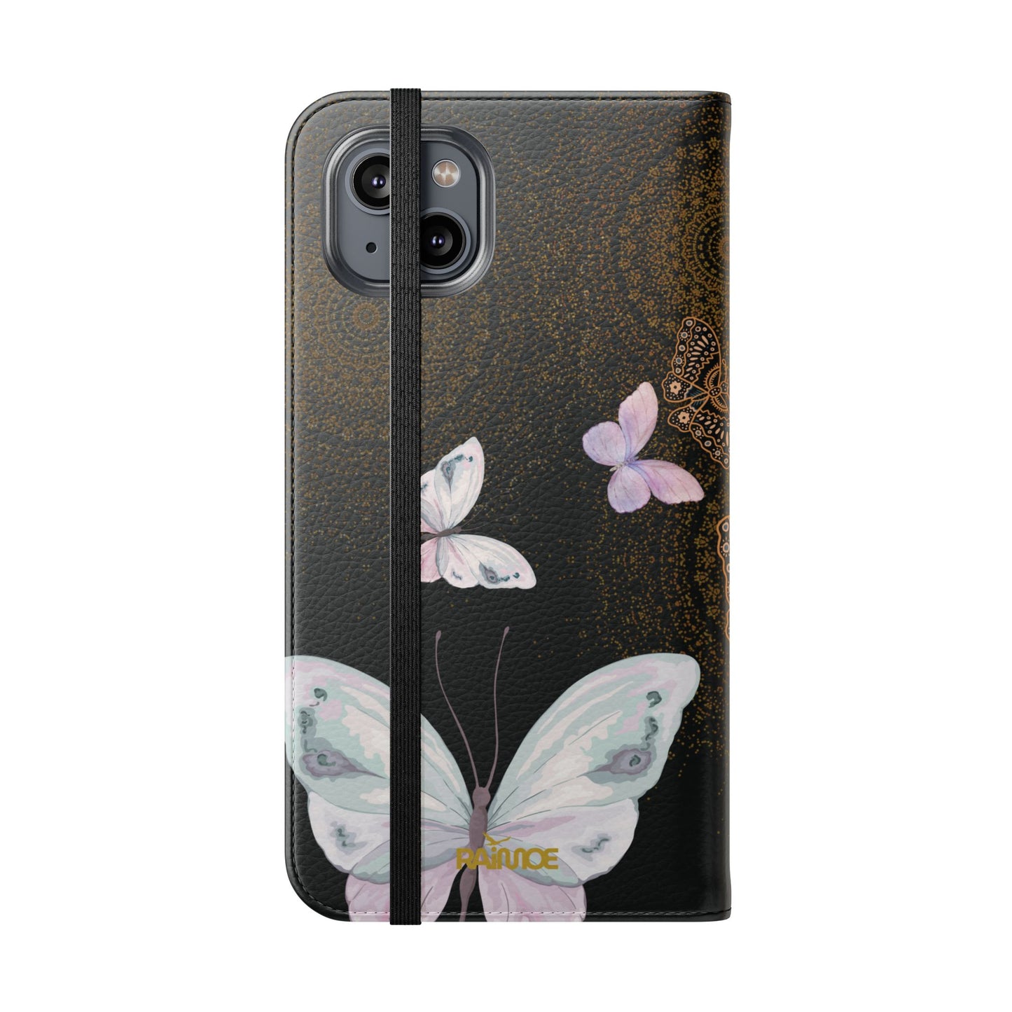 Funda con tapa para iPhone con diseño de mariposa espiral