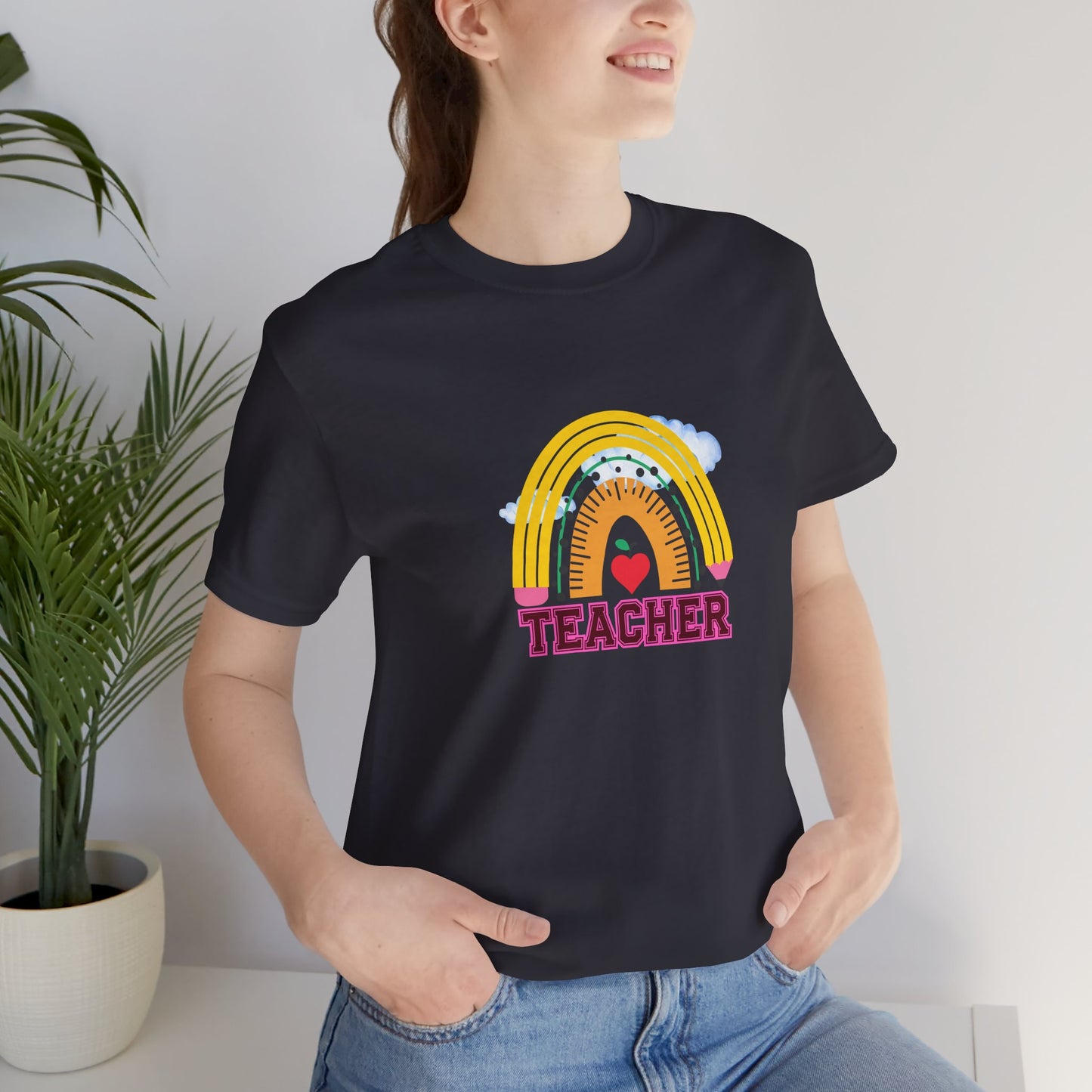 Rainbow Pencil Teacher Graphic T- Shirt