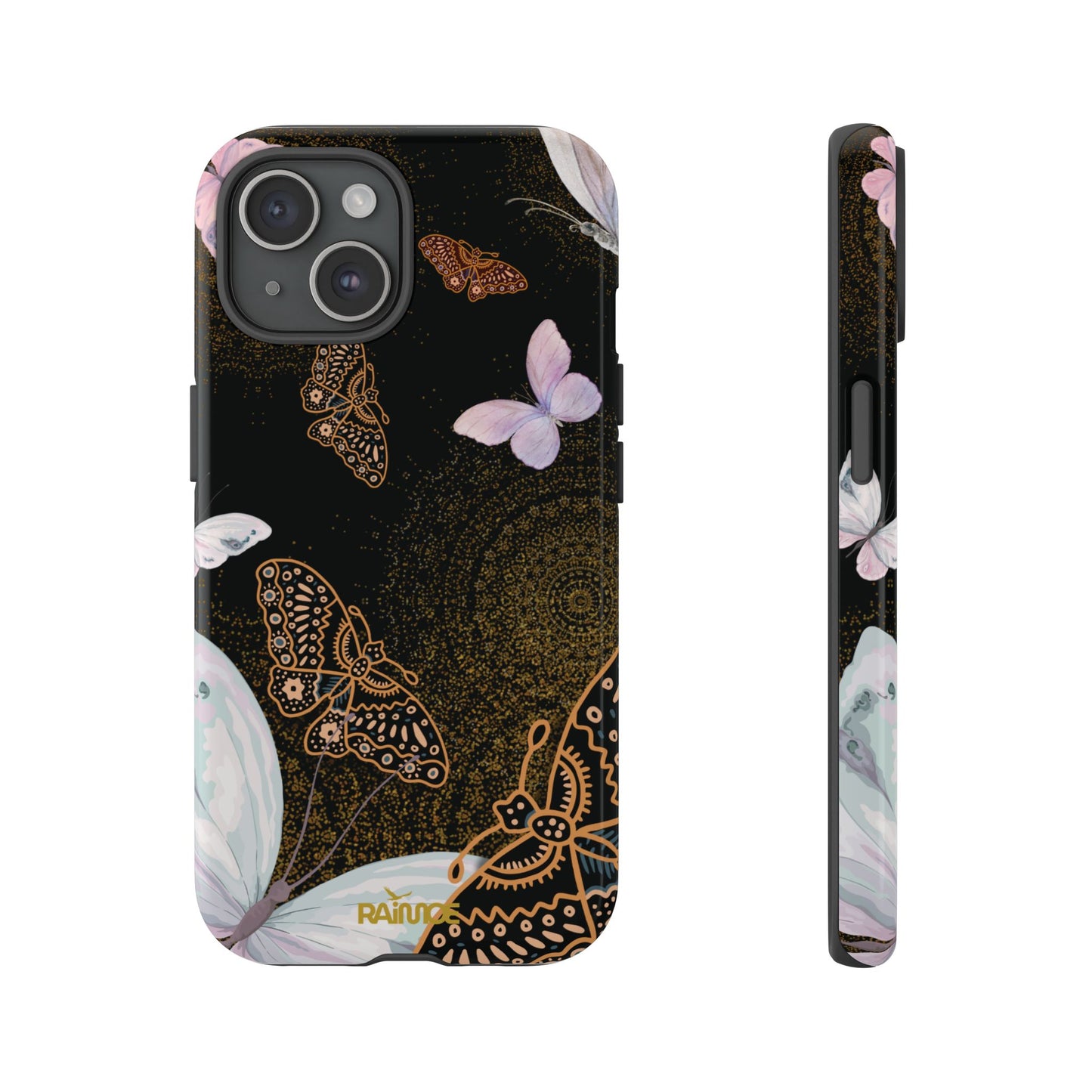 Funda resistente para iPhone con diseño de mariposa espiral (brillante)