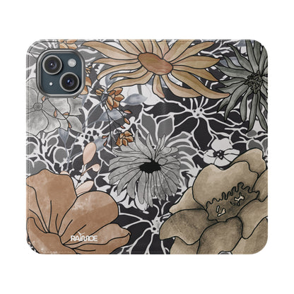 Funda con tapa para iPhone con diseño floral rústico