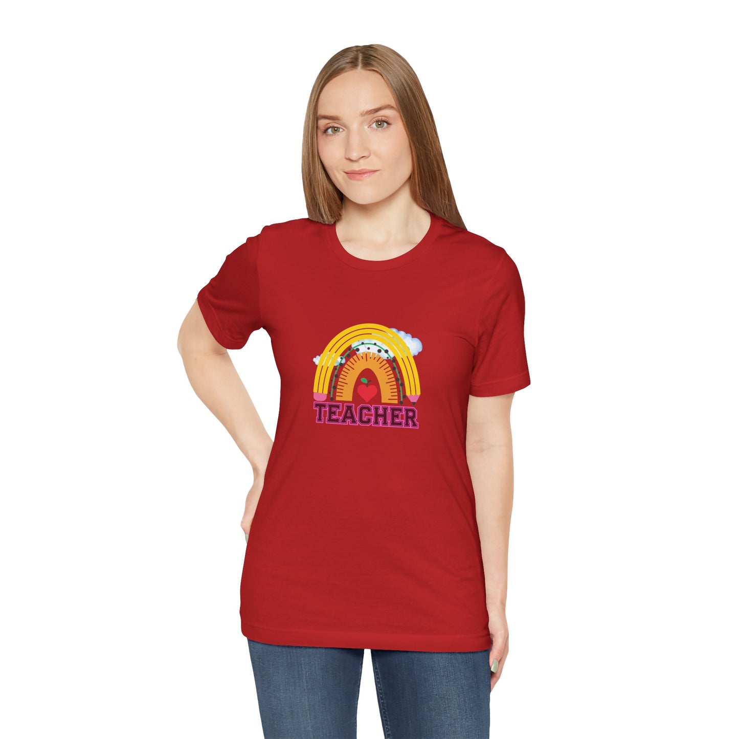 Rainbow Pencil Teacher Graphic T- Shirt