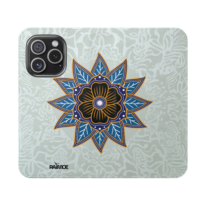 Blue Bloom - Funda con tapa para iPhone