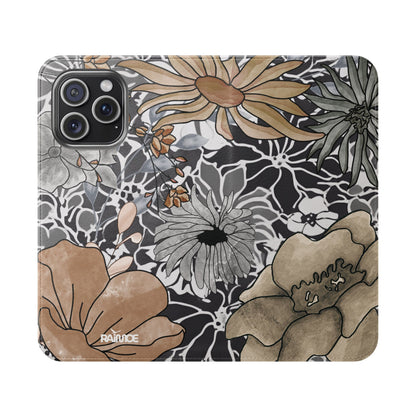 Funda con tapa para iPhone con diseño floral rústico