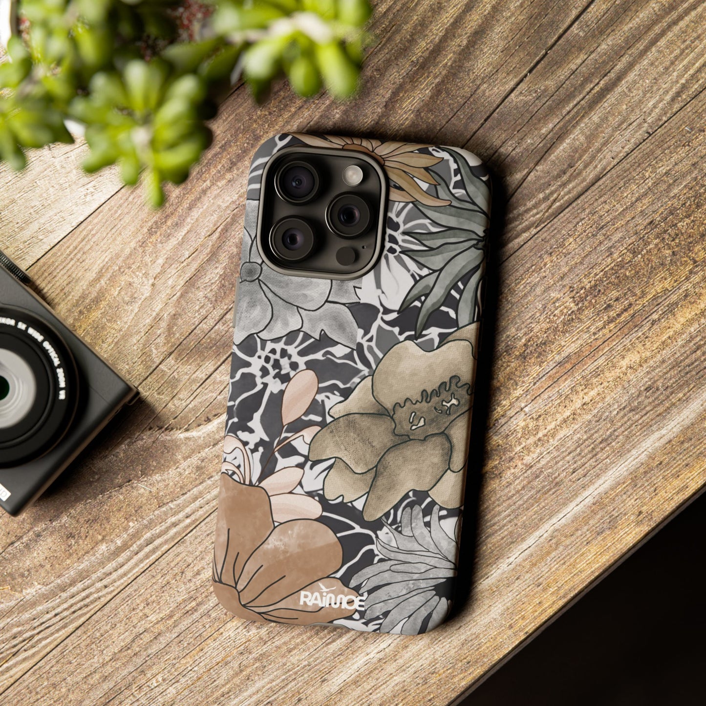 Funda rígida para iPhone (mate) con diseño floral rústico