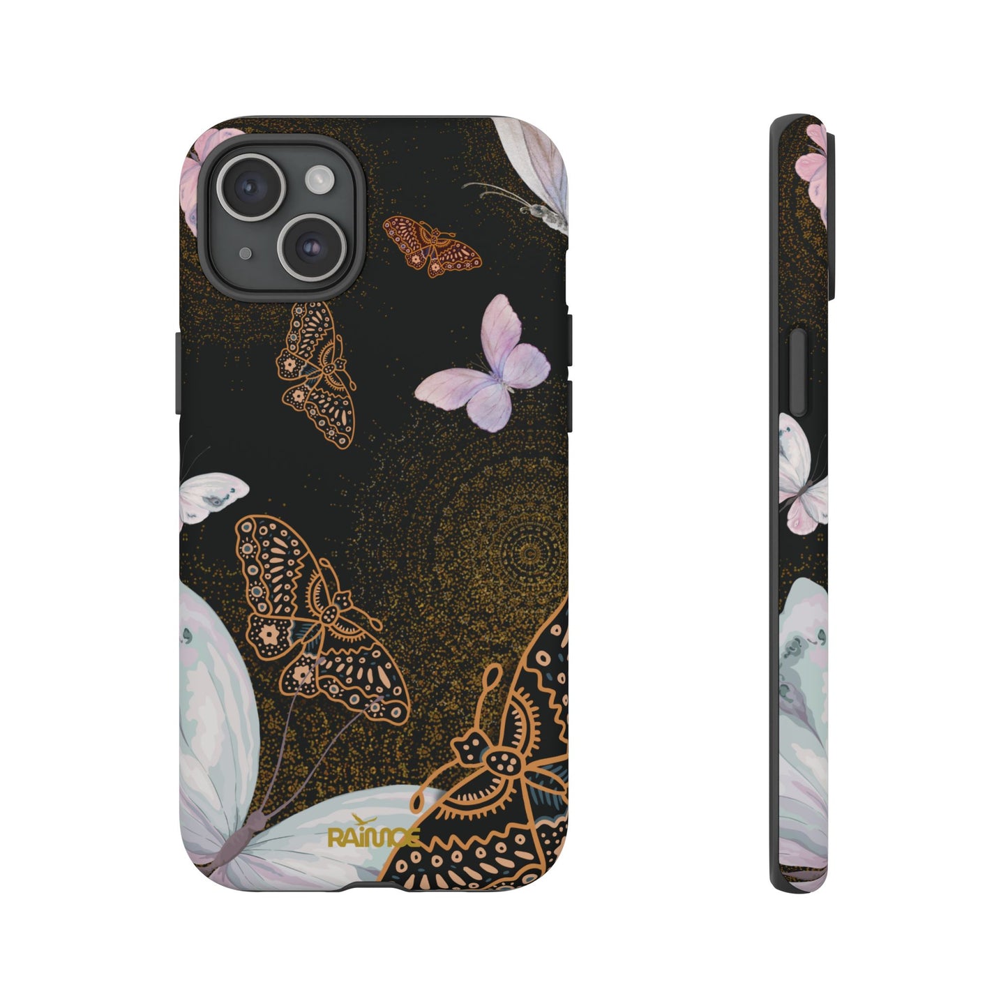 Funda resistente para iPhone (mate) con diseño de mariposa espiral