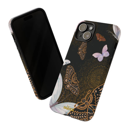 Funda resistente para iPhone (mate) con diseño de mariposa espiral