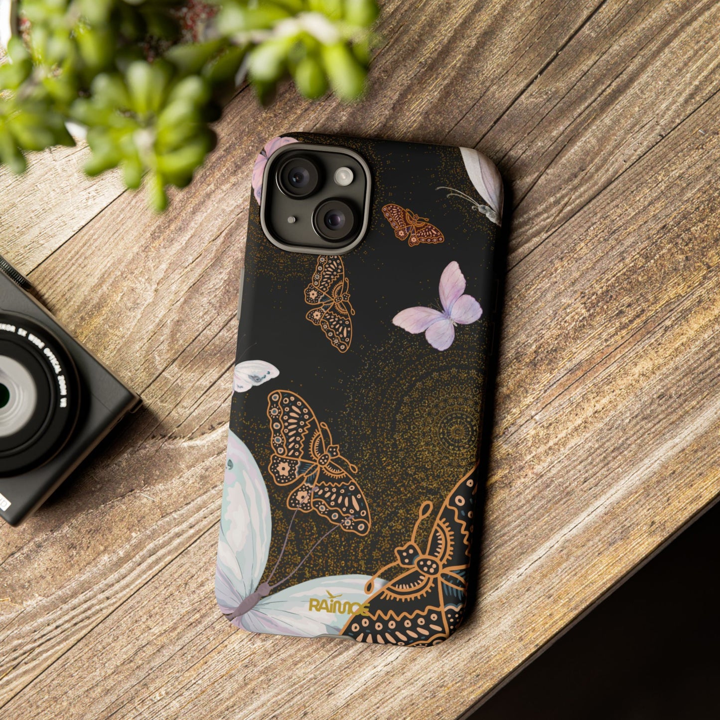 Funda resistente para iPhone (mate) con diseño de mariposa espiral