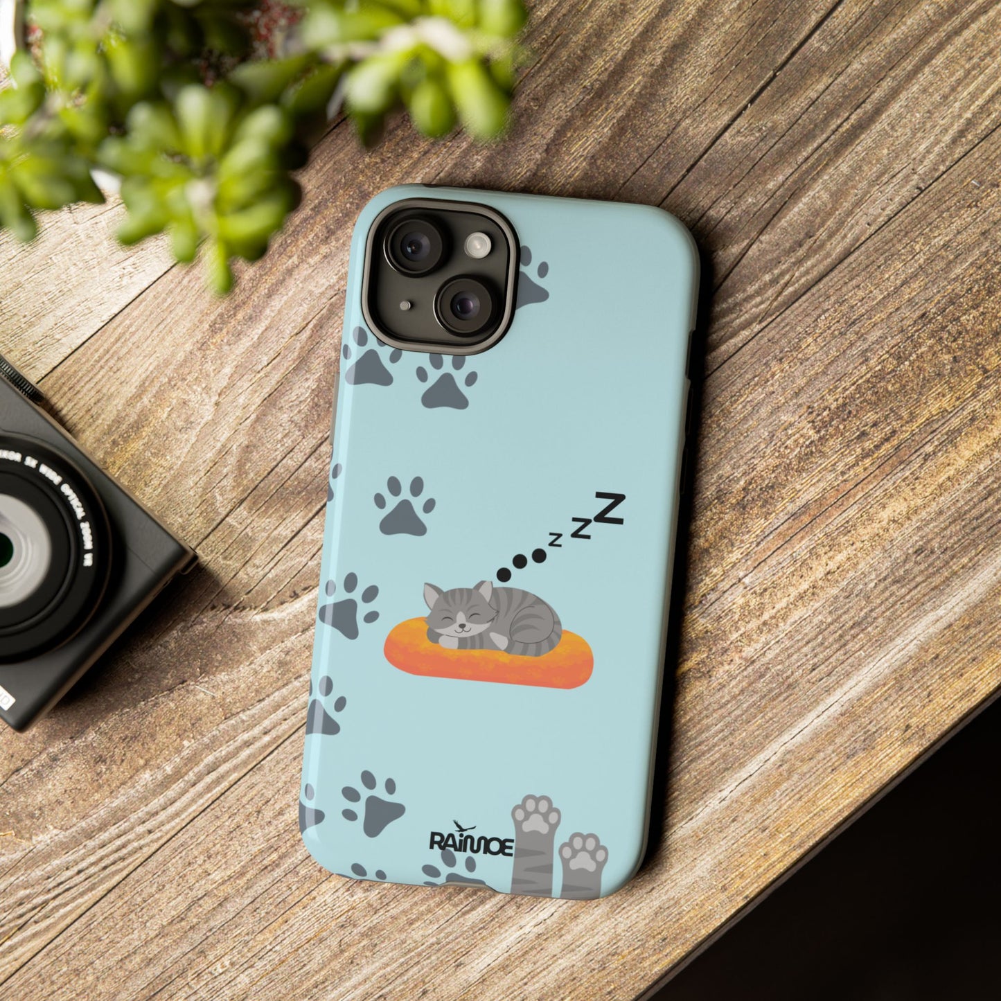 Snoozy Kitty - Funda resistente para iPhone (brillante)