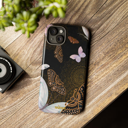 Funda resistente para iPhone con diseño de mariposa espiral (brillante)