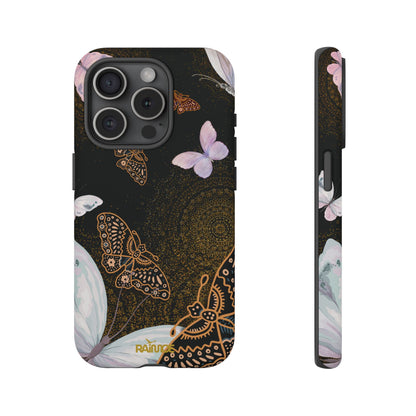 Funda resistente para iPhone (mate) con diseño de mariposa espiral