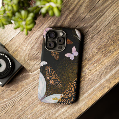 Funda resistente para iPhone (mate) con diseño de mariposa espiral
