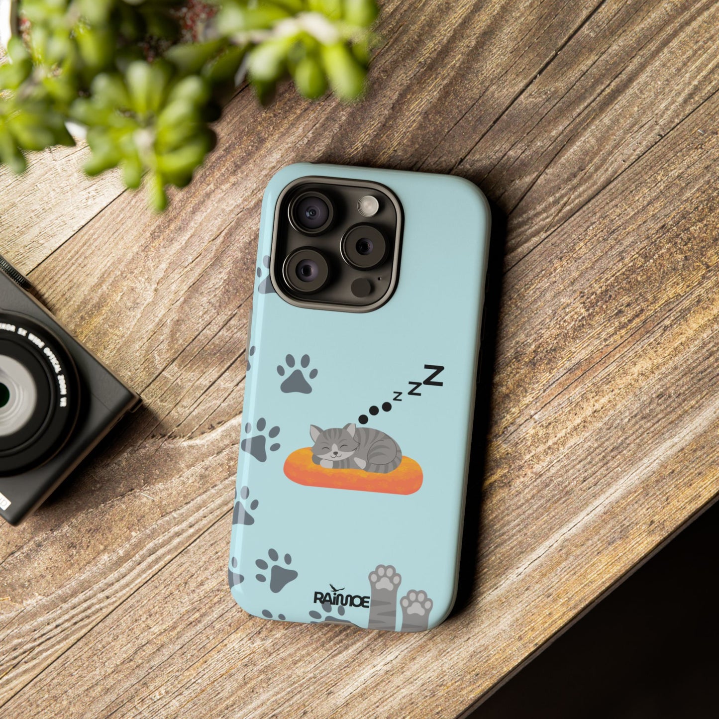 Snoozy Kitty - Funda resistente para iPhone (brillante)