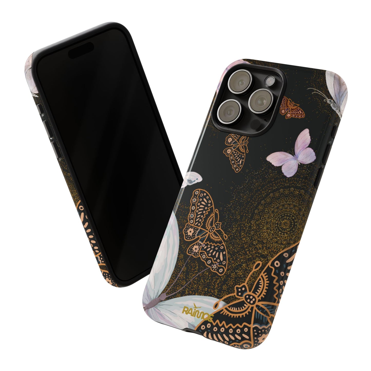Funda resistente para iPhone con diseño de mariposa espiral (brillante)