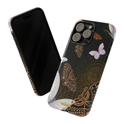 Funda resistente para iPhone con diseño de mariposa espiral (brillante)