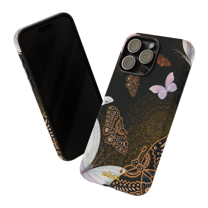 Funda resistente para iPhone (mate) con diseño de mariposa espiral