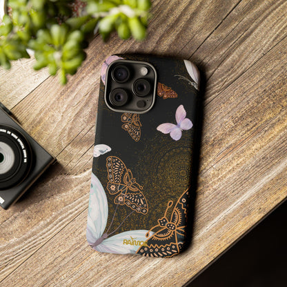 Funda resistente para iPhone (mate) con diseño de mariposa espiral