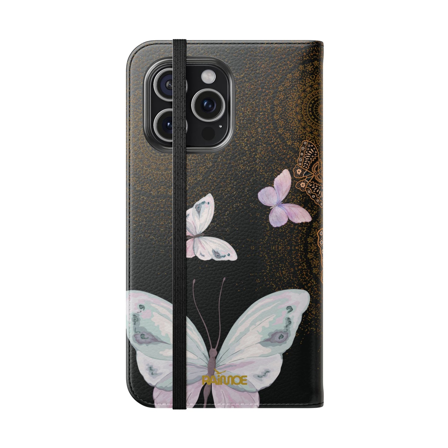 Funda con tapa para iPhone con diseño de mariposa espiral
