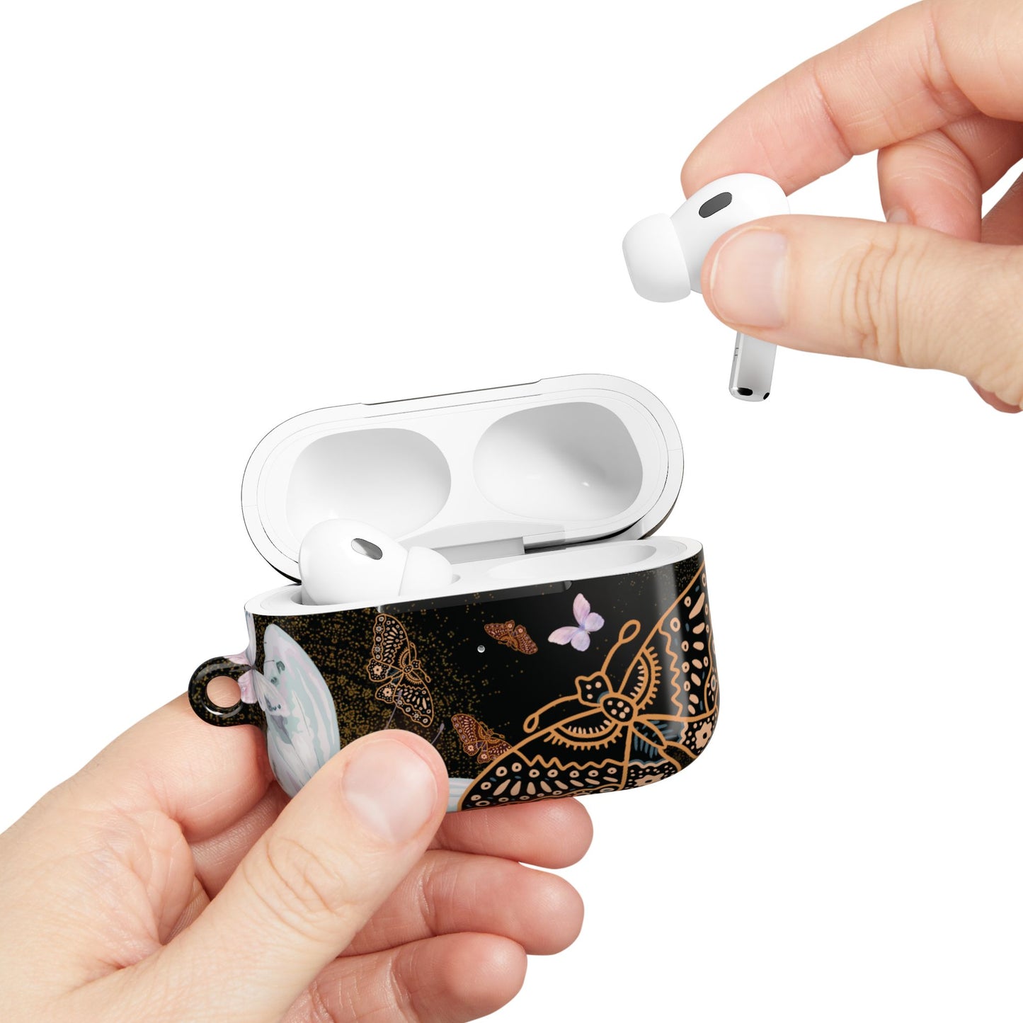 Estuche para AirPods Pro Gen 2 con diseño de mariposa espiral