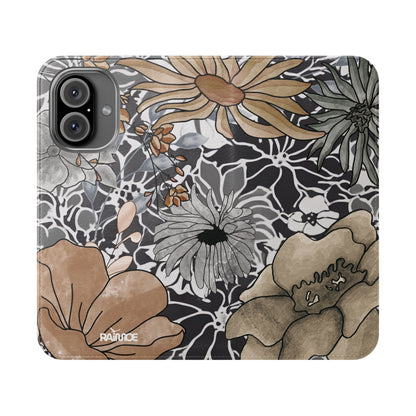 Funda con tapa para iPhone con diseño floral rústico