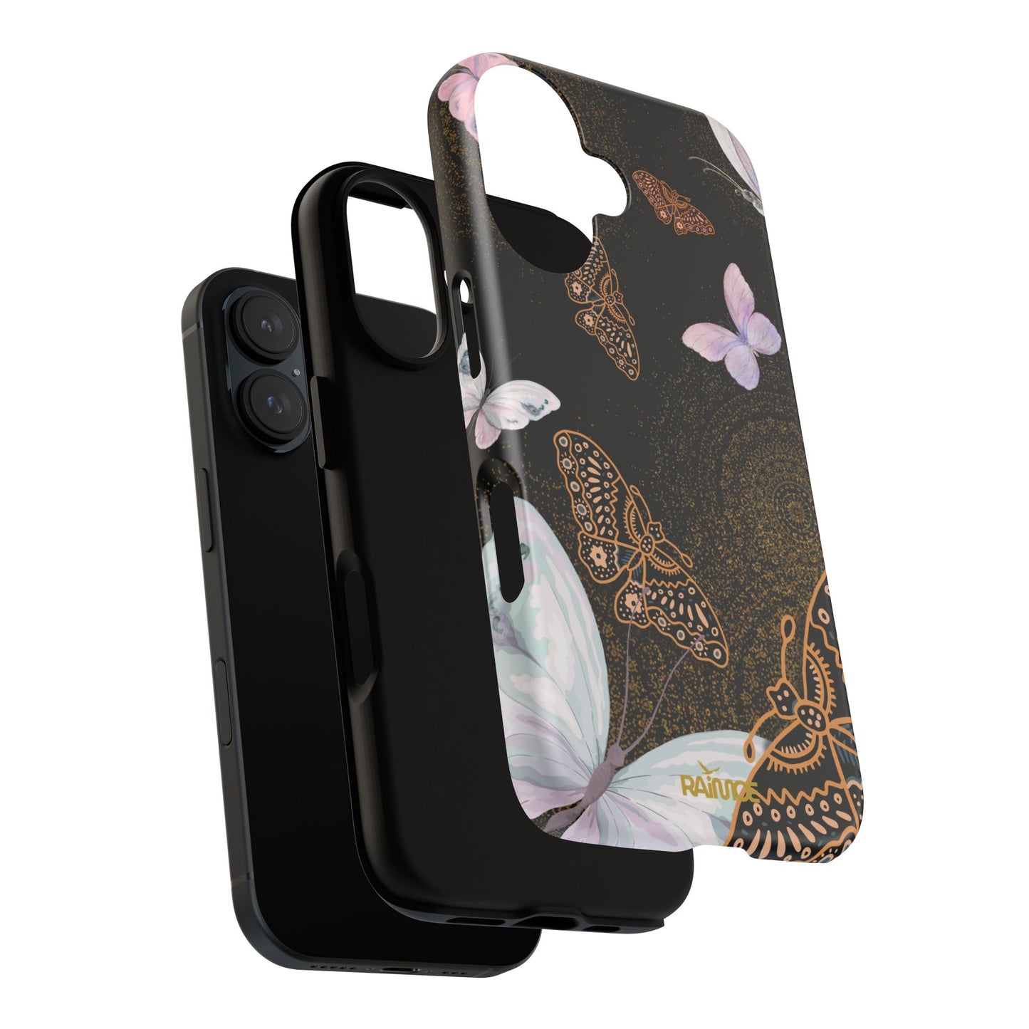 Funda resistente para iPhone (mate) con diseño de mariposa espiral
