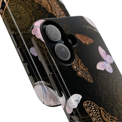 Funda resistente para iPhone con diseño de mariposa espiral (brillante)