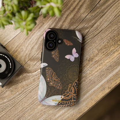 Funda resistente para iPhone (mate) con diseño de mariposa espiral
