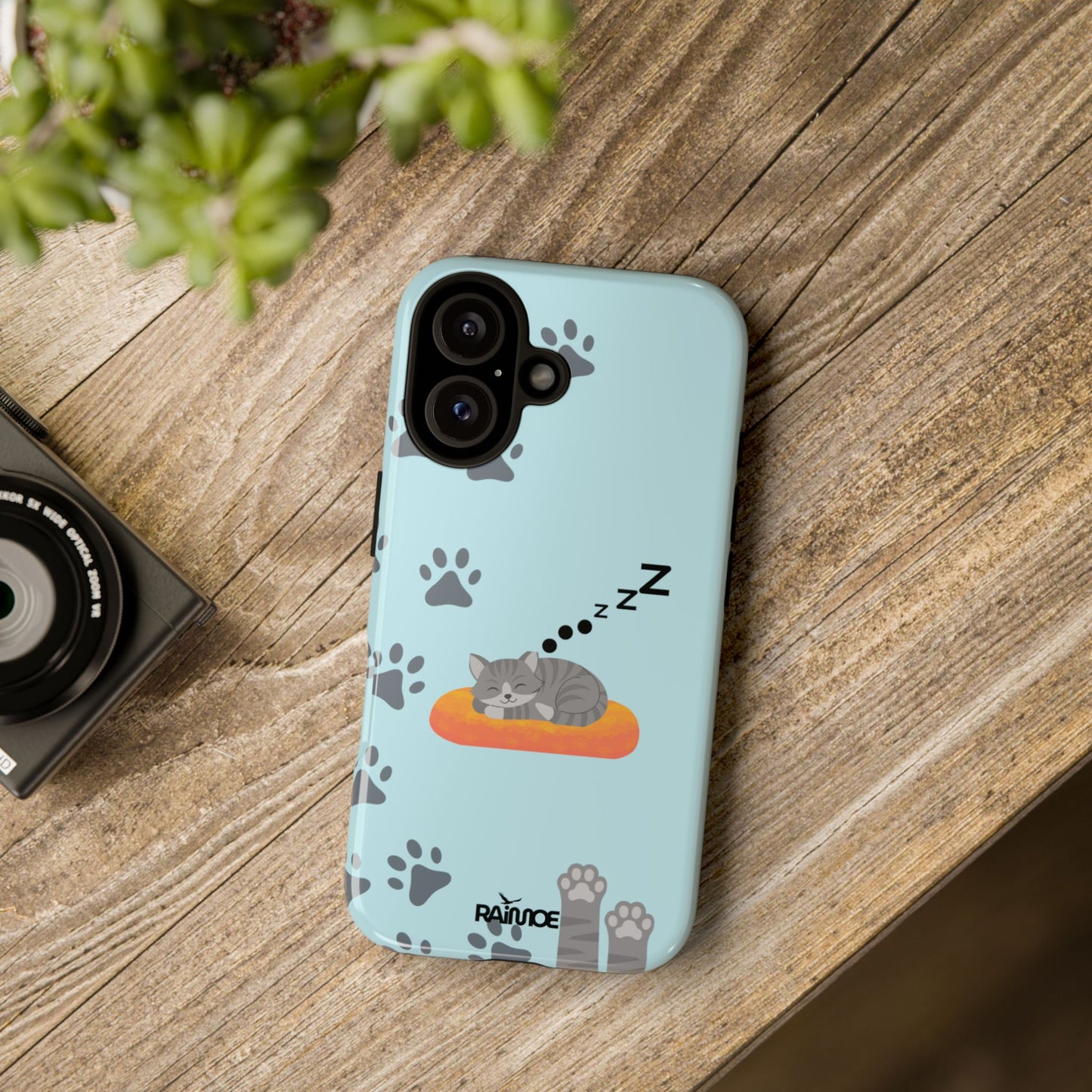 Snoozy Kitty - Funda resistente para iPhone (brillante)