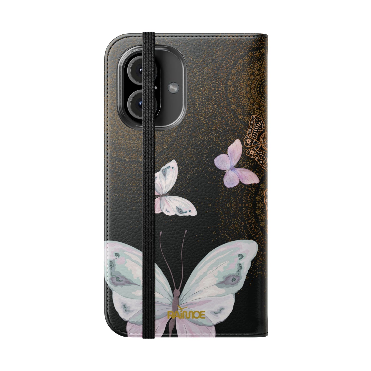 Funda con tapa para iPhone con diseño de mariposa espiral