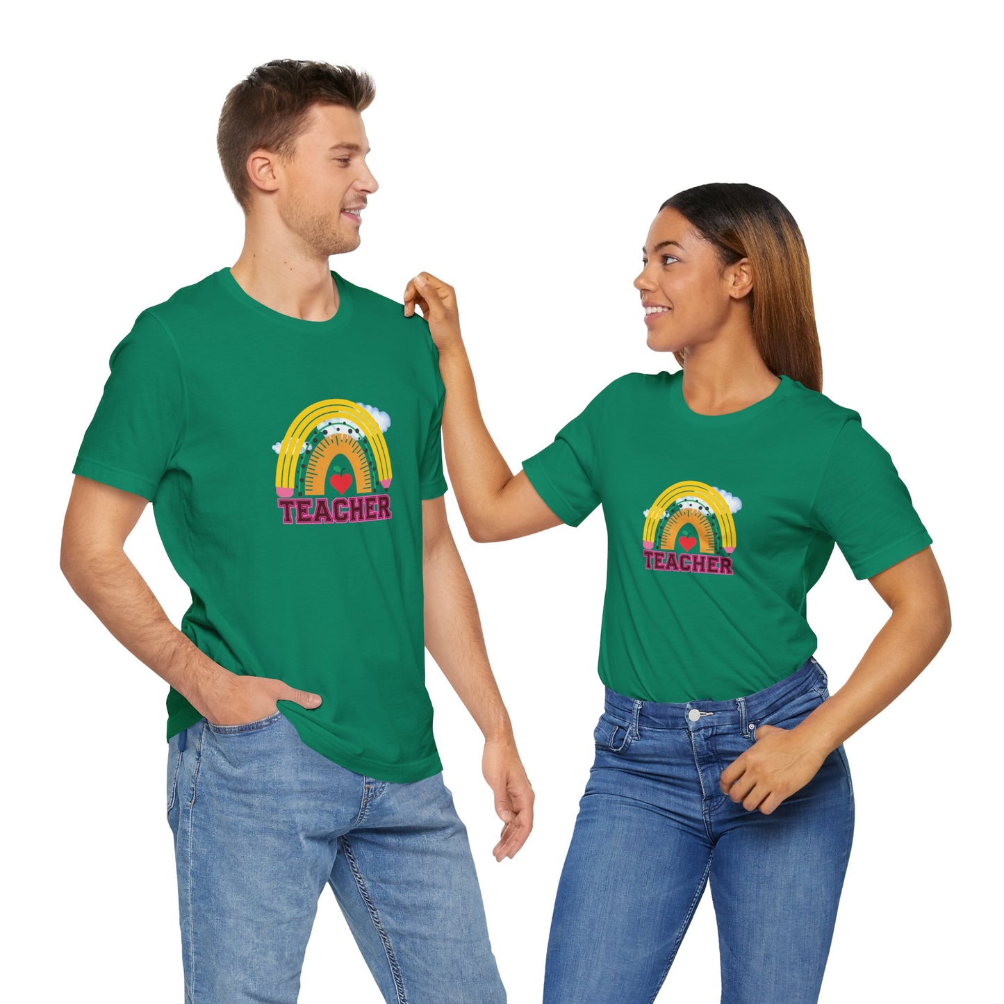 Rainbow Pencil Teacher Graphic T- Shirt