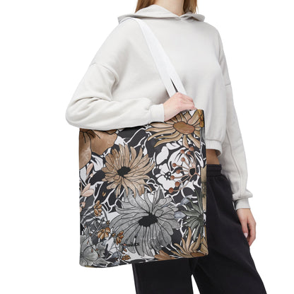 Bolsa de mano rústica con flores