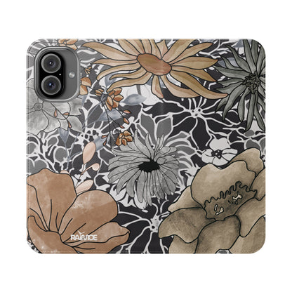 Funda con tapa para iPhone con diseño floral rústico