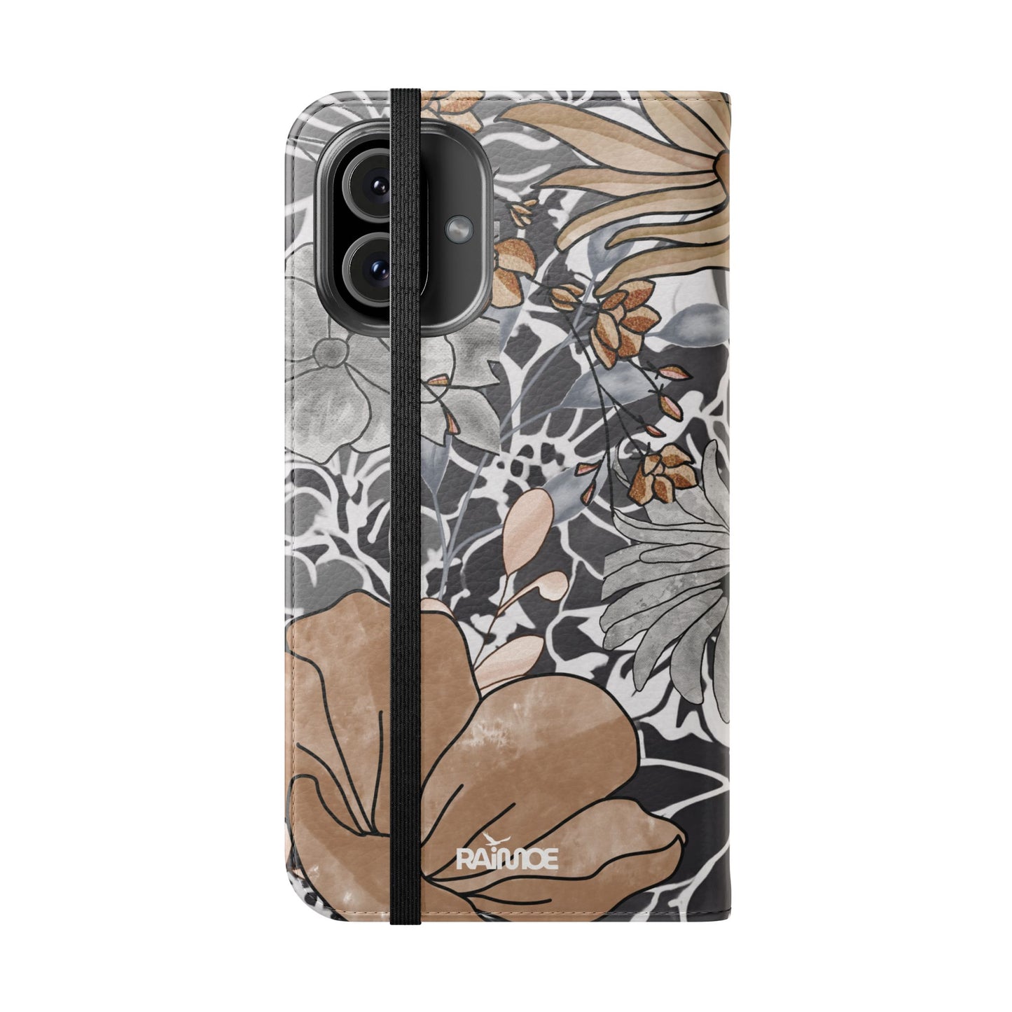 Funda con tapa para iPhone con diseño floral rústico
