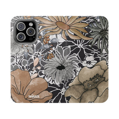 Funda con tapa para iPhone con diseño floral rústico