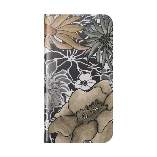 Funda con tapa para iPhone con diseño floral rústico