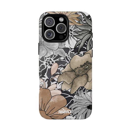 Funda resistente para iPhone con diseño floral rústico (brillante)