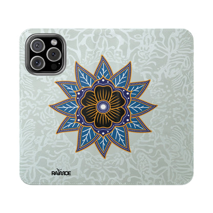 Blue Bloom - Funda con tapa para iPhone