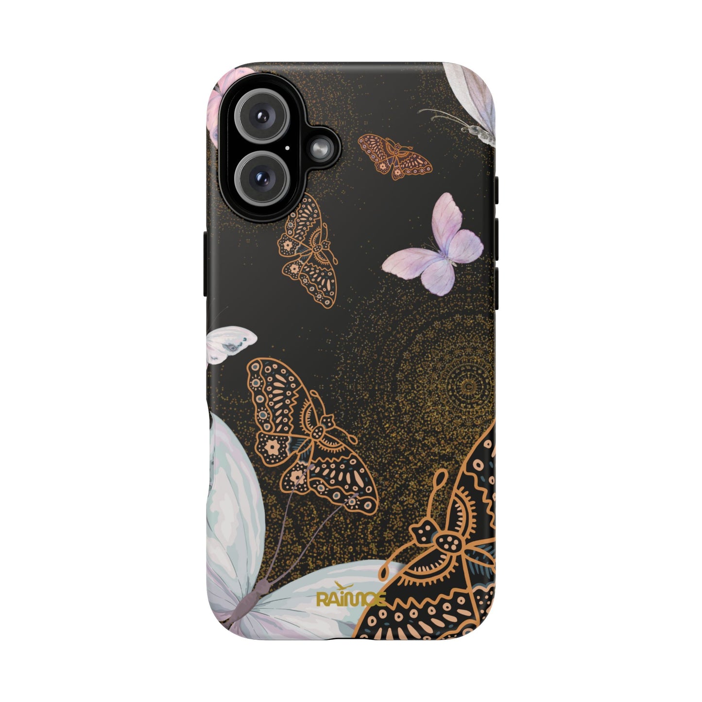 Funda resistente para iPhone (mate) con diseño de mariposa espiral