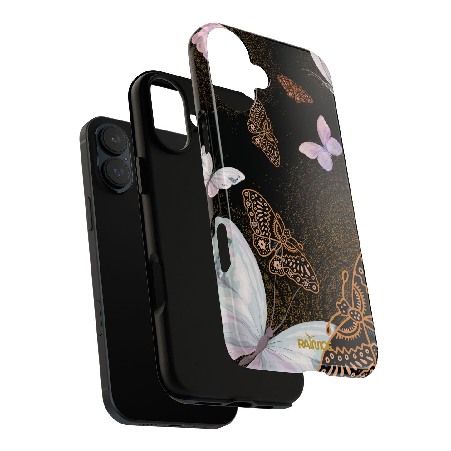 Funda resistente para iPhone con diseño de mariposa espiral (brillante)